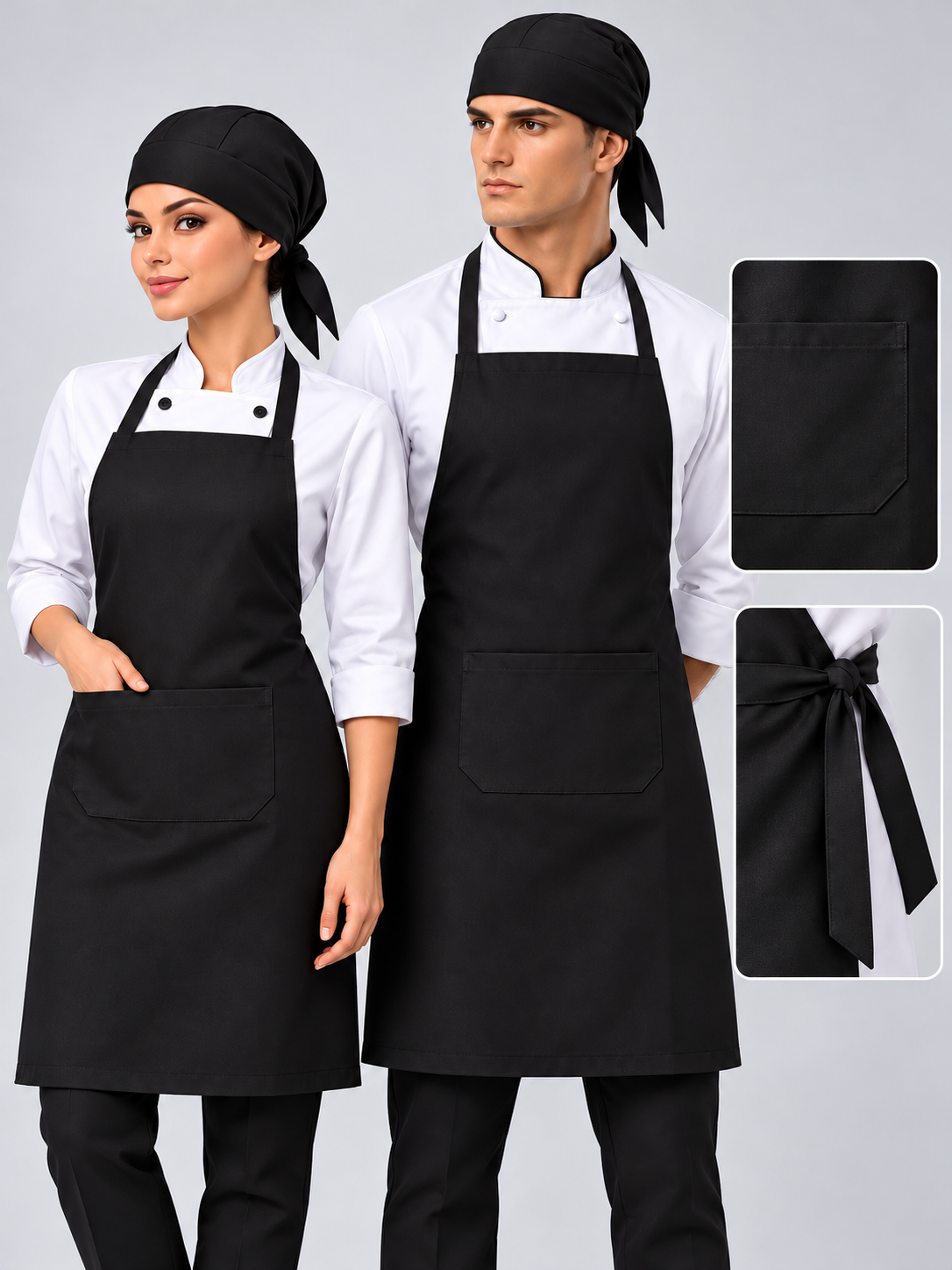 Kit Avental e Bandana Unissex em Oxford para Cozinha Profissional